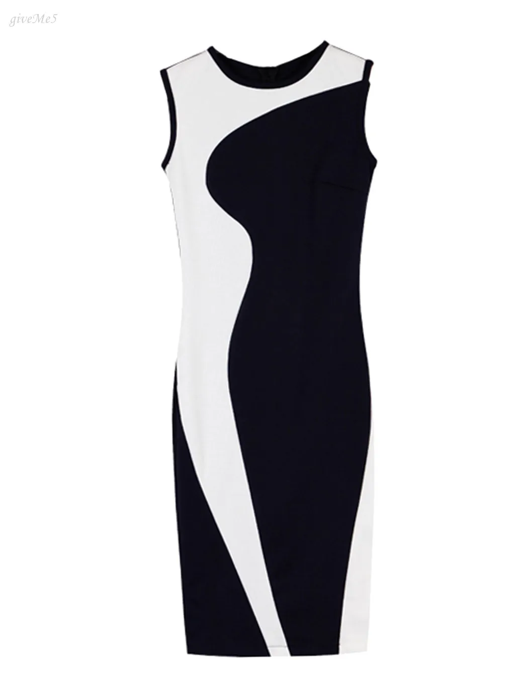 2014 Модное женское элегантное облегающее вечернее платье без рукавов с круглым