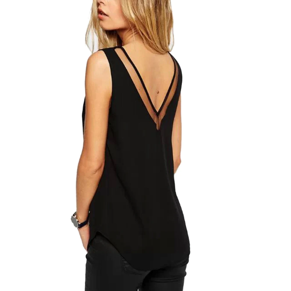 Женский топ 2020 модный Летний шифоновый жилет с V-образным вырезом повседневные