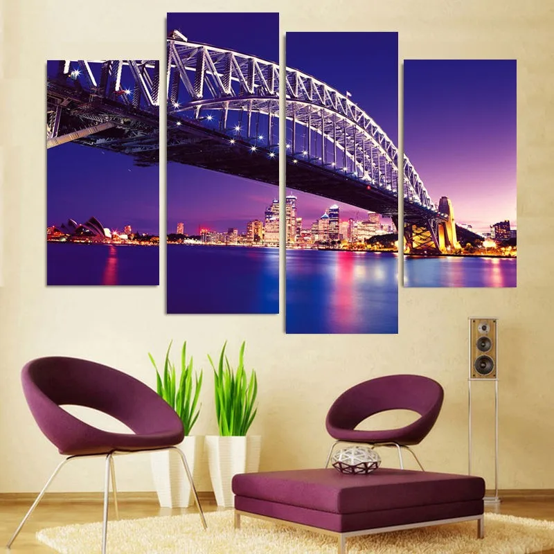 

Набор для рисования на холсте Бруклинский мост ночного пейзажа, Настенный декор, 4 шт.