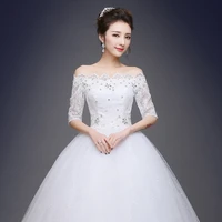 new white red bride dress 2019 lace simple wed 15 dress flower embroidered tulle wedding dress robe sleepwear shoulder top 312a