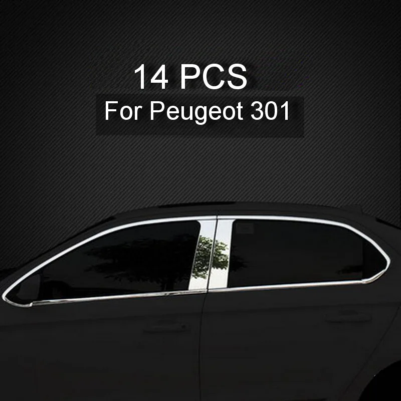 Tonlinker внешняя дверь, окна, край, крышка, наклейка s для peugeot 301-16, автомобильный Стайлинг, 4-14 шт., нержавеющая сталь, крышка, наклейка - Цвет: 14 pcs