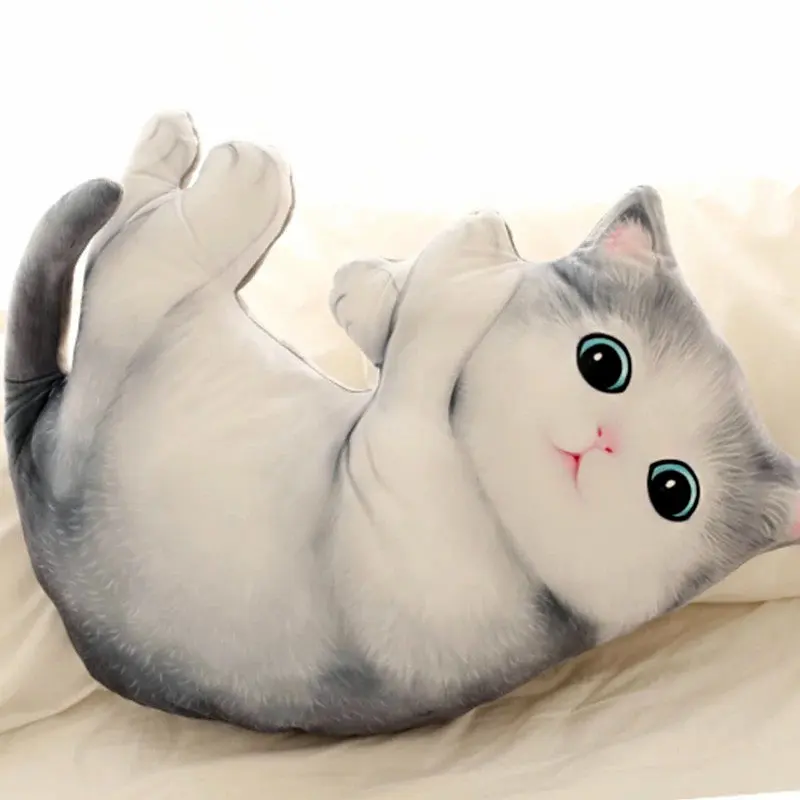 Гигантская 3D набивная подушка для кошки с рисунком из мультфильма имитация