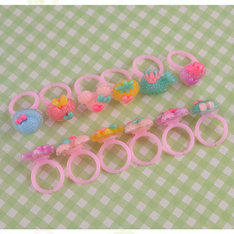 10pcs/lot Girl Kids Ring Pink Plastic Rings Base Adjustable 8mm Cabochon DIY Gift Bezel Tray Frame Handmade Jewelry Findings | Украшения и