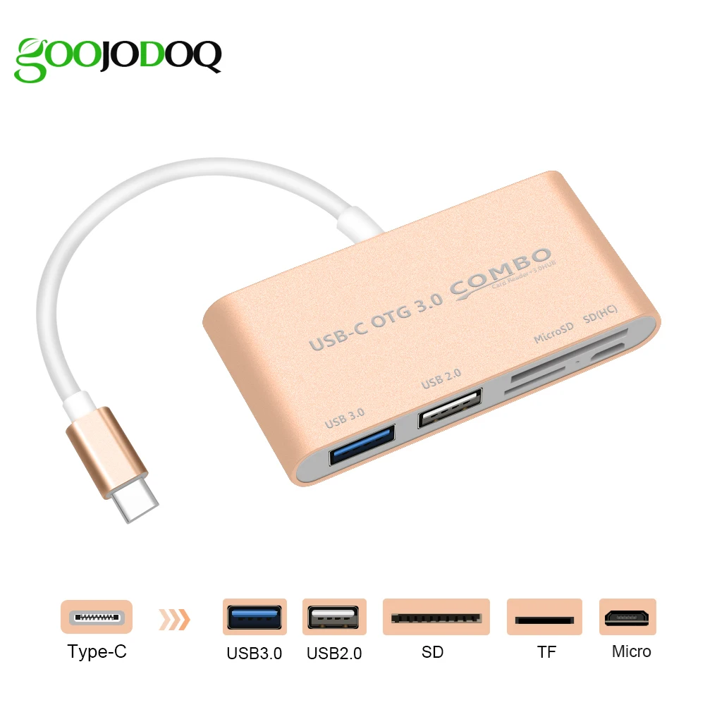 Usb концентратор 5 в 1 USB C 3 Type с картридером 0 мультисплиттер для Macbook Pro Air c OTG