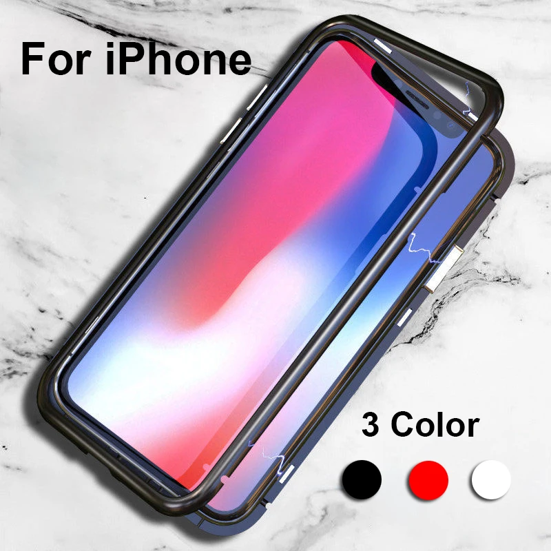 Для iPhone 8 чехол для iphone x 7 6 6s plus Магнитный адсорбционный стеклянный металлическая