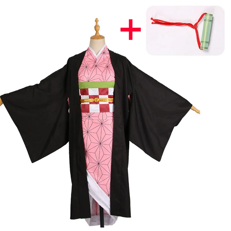 Kamado Nezuko Аниме «Demon Slayer Kamado Nezuko», костюмы для косплея, Kimetsu no Yaiba, женские розовые кимоно, костюмы на Хэллоуин для женщин - Цвет: Kamado Nezuko