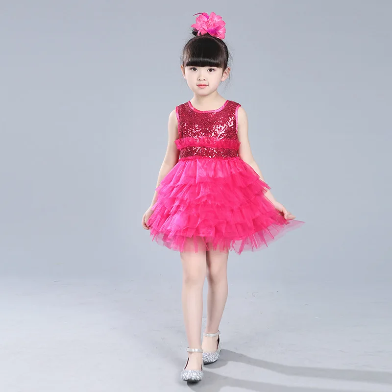 

2020 Girls Halloween Girl Stage Show Costume Children Summer Puff Lace dance Children Performance