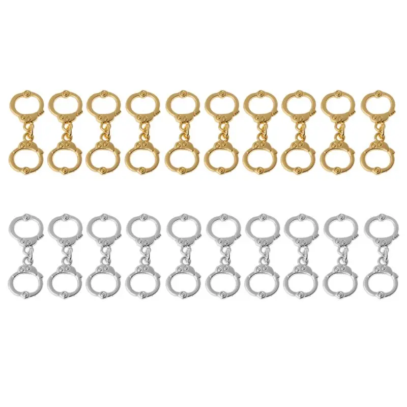 

10Pcs Sliver Gold High Polish Police Handcuffs Charm Pendants DIY Jewelry Making