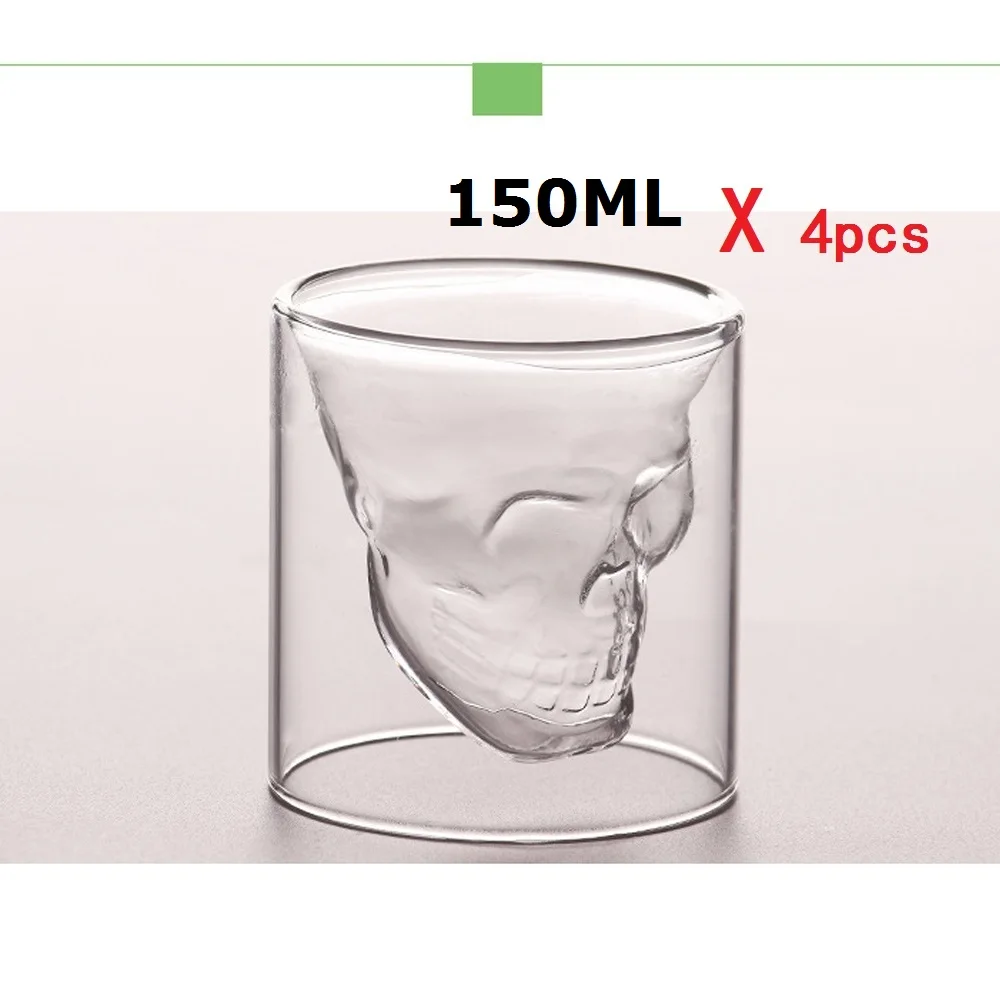 150ml068 Хрустальная головка черепа стеклянная чашка с двойными стенками Стеклянная чашка для виски, водки, кофе, чая рюмка es набор бутылка бар вечерние посуда для напитков инструменты - Цвет: 150ml068