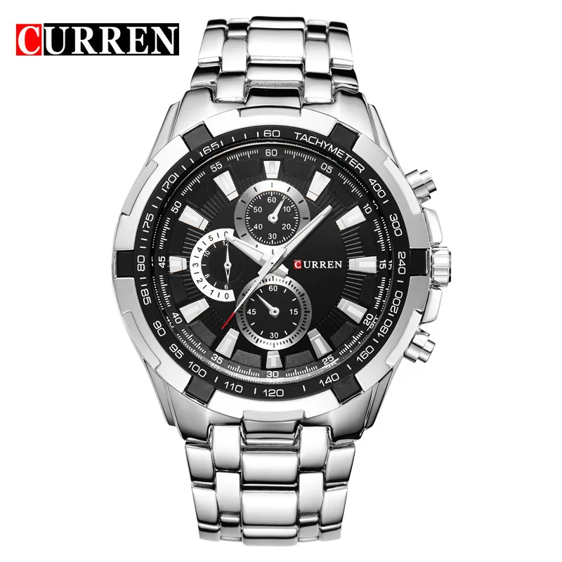 top new fashion curren brand design sport steel clock quality military man male luxury gift wrist quart business watch | Наручные часы