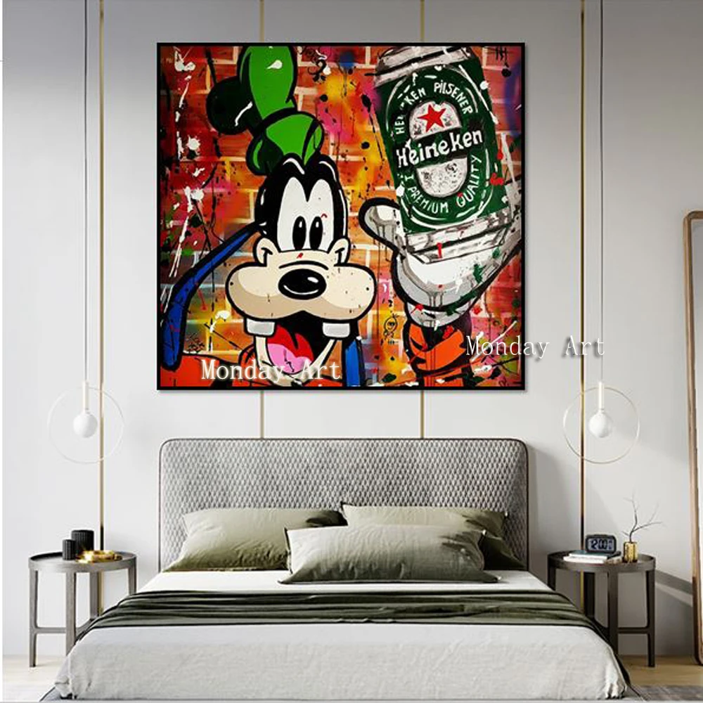 new handmade Mickey picture Alec Graffiti Mouse oil painting Hand painted wall pictures for living room kid's | Дом и сад