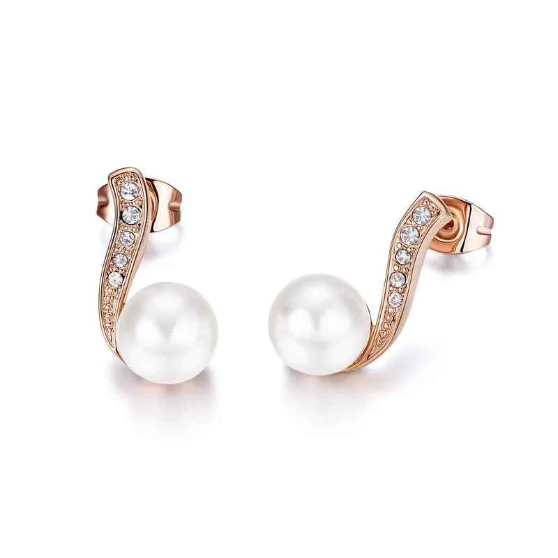 white pearl Italina Rigant Элегантные жемчужные сережки Brincos de perola с настоящими Австрийскими кристаллами# JP84859 - Окраска металла: white pearl