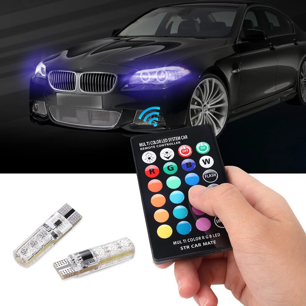 T10 W5W светодиодный светодиодные фары лампы RGB с дистанционным Управление 194 168 501