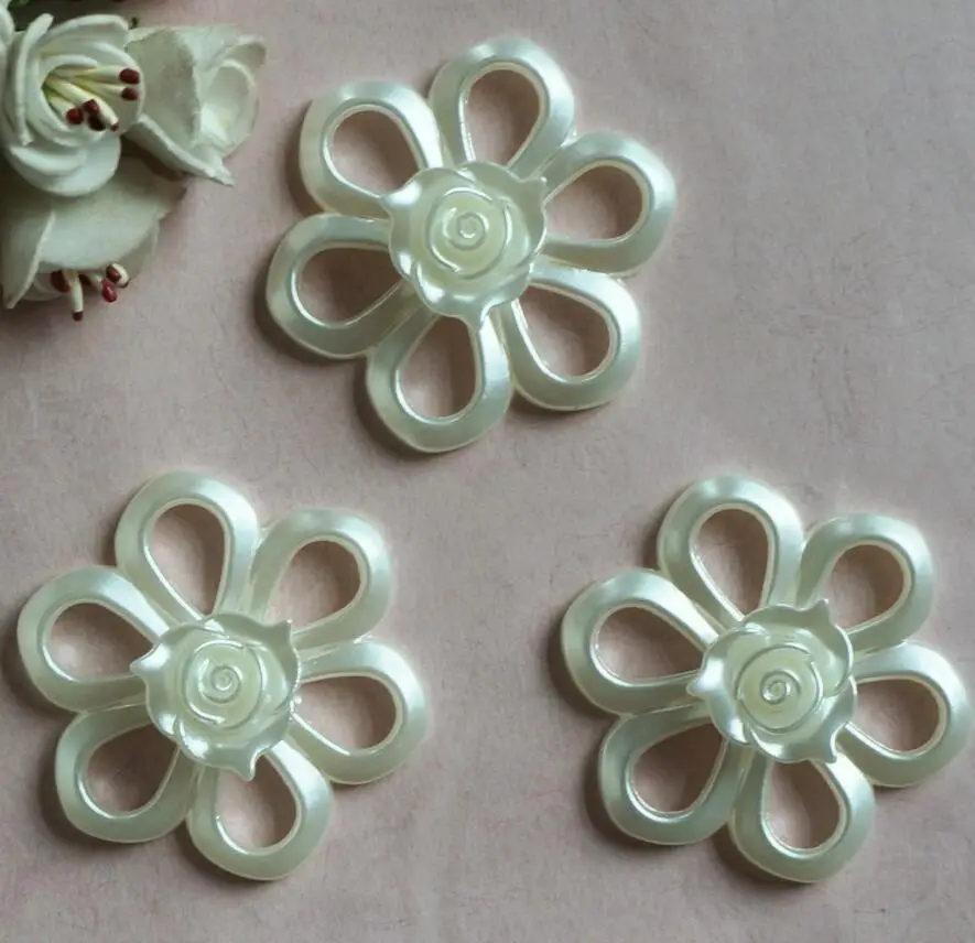 30 шт. 54 мм красивые жемчужные полые розовые шарики с отверстием для волос тиары