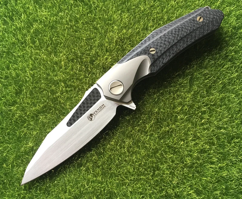 Кевин нож John VENOM атакующего с лацканами лезвие M390 лезвие titanium ручка из углеродного волокна, выживания на открытом воздухе ножи инструмент