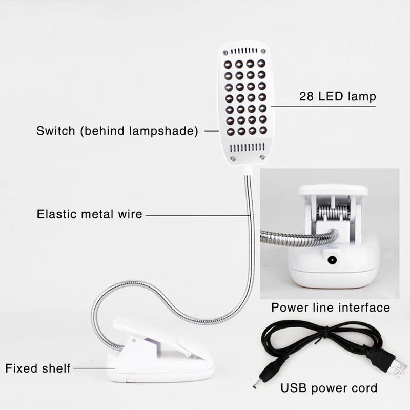 Светодиодная лампа с зажимом мини прикроватная простая aaa * 3 шт. батарейный зажим