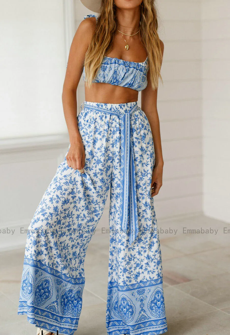 Жаркая распродажа 2019 Женское летнее комфортное повседневное платье без рукавов с цветочным принтом в бохо-стиле, двухчастный комбинезон-ромпер.