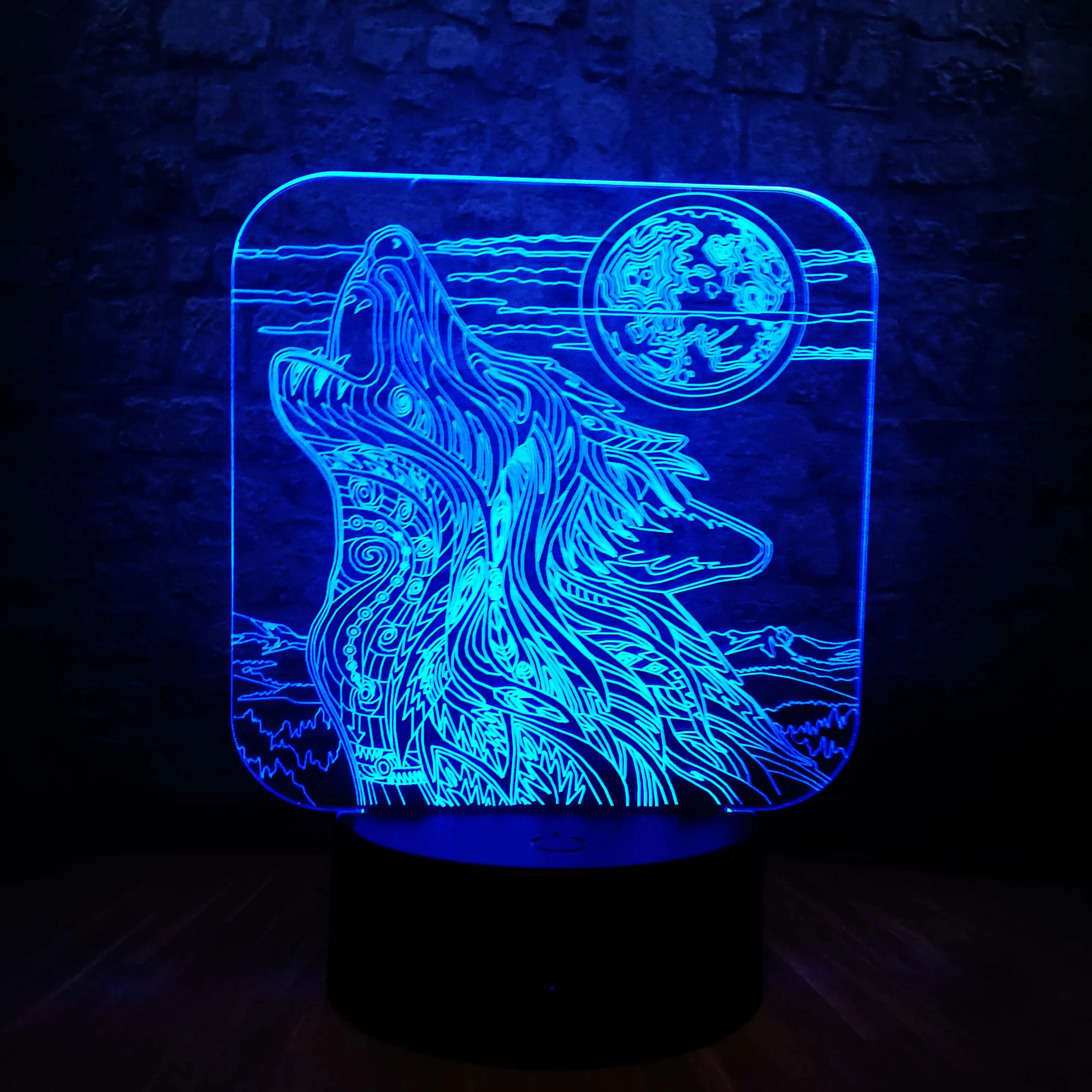 Новый полнолуний ночник Howl Wolf 3D лампа светодиодный USB Сенсорный Настольный