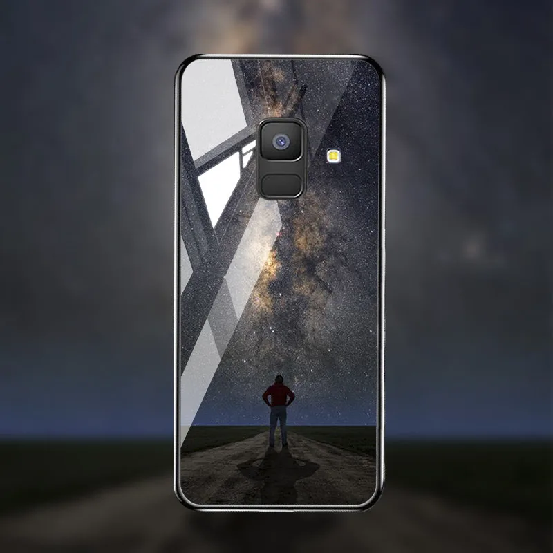 M005 Soaptree чехол из закаленного стекла для samsung Galaxy A8 A6 Plus чехол s Star Space мультфильм для samsung A8 A730F A530F чехол бампер - Цвет: M005