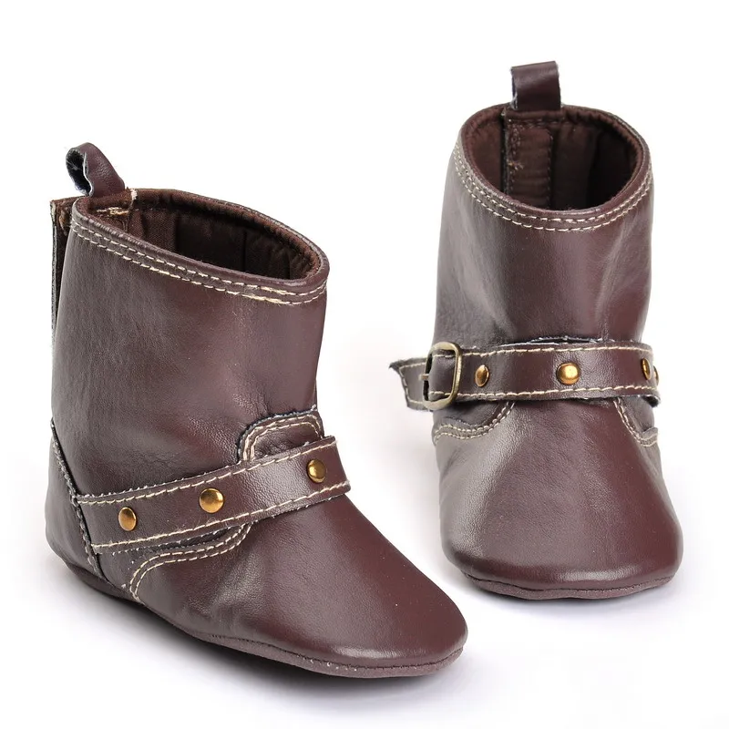 Новые модные детские ботинки для мальчиков высокой посадки для малышей на пряжке с противоскользящей подошвой домашние сапоги для девочек первых шагов.