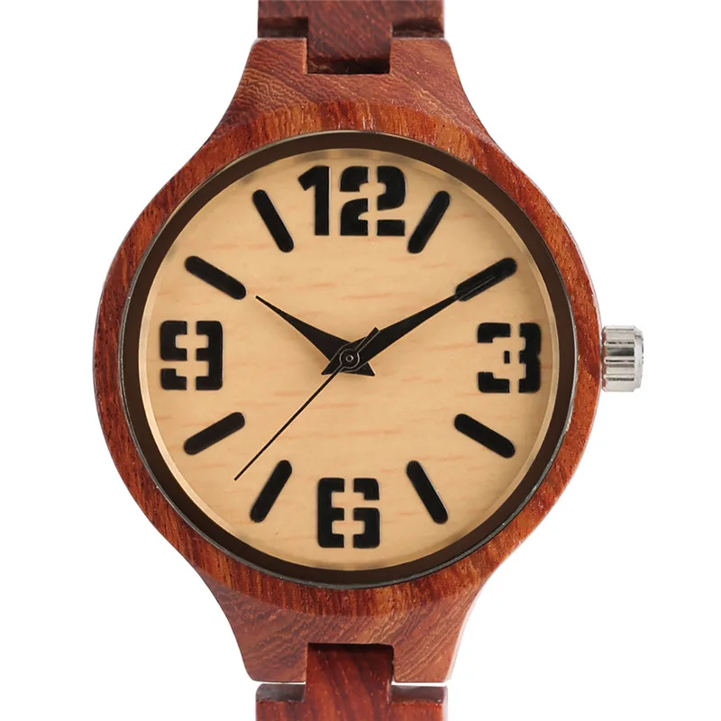 2017 новое поступление модные женские кварцевые красные деревянные часы браслет