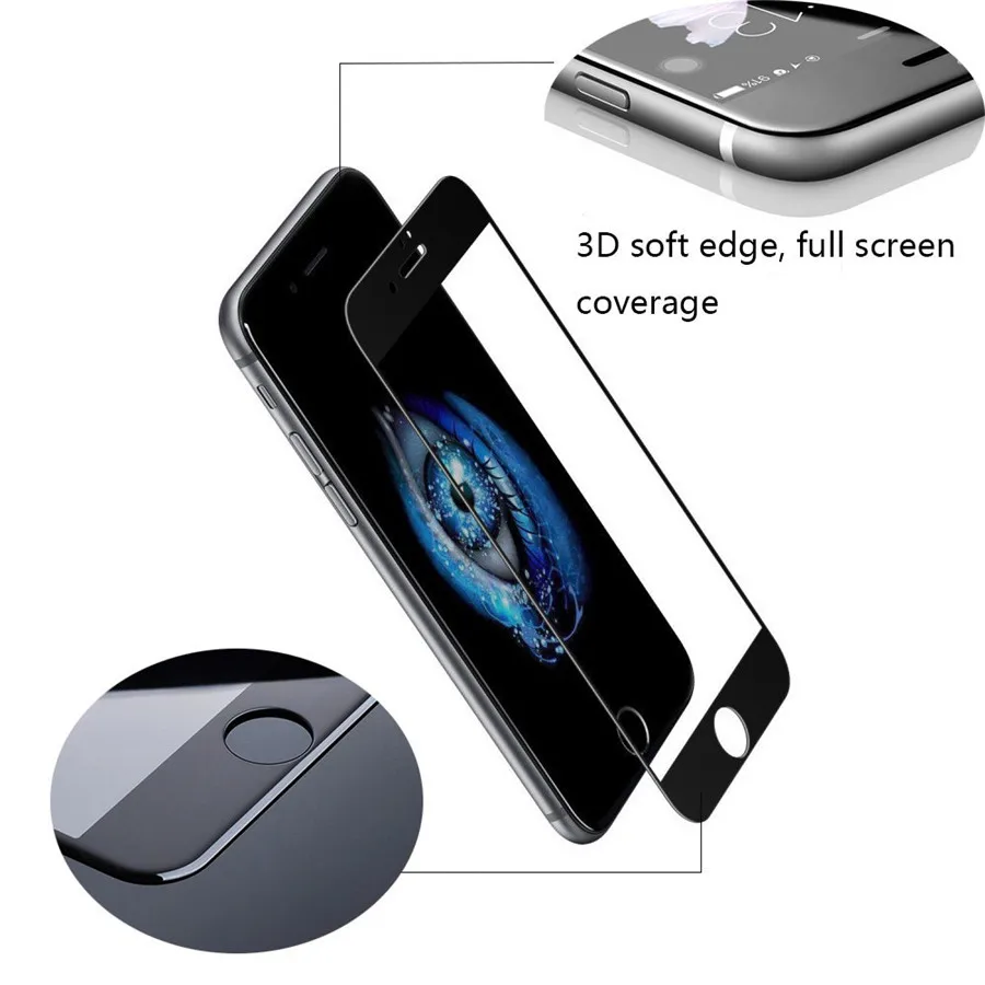 Для iphone X углеродное волокно 3D закругленные края закаленное стекло на iphone 7 6 6S 8 Plus телефон экран протектор стекло пленка для iphone XS