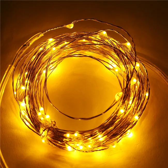Yellow 50 м 500 светодиодов 5* 33Ft 100LED наружная Соединительная серия медная проволока цвета света освещение рождественские струнные огни+ адаптер питания - Испускаемый цвет: Yellow