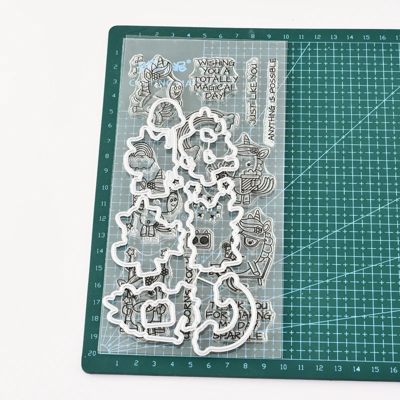 Unicorn Metal Cutting Dies and Clear Stamp for DIY Scrapbooking Photo Album Decoretive Embossing Stencial | Канцтовары для офиса и
