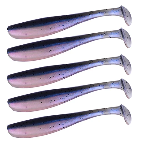 purple JonStar Easy Shiner, 5 шт./лот, Мягкая приманка, 7 см/2,2 г, приманка для рыбалки, силиконовая приманка, мягкая пластиковая приманка для ловли щуки - Цвет: purple