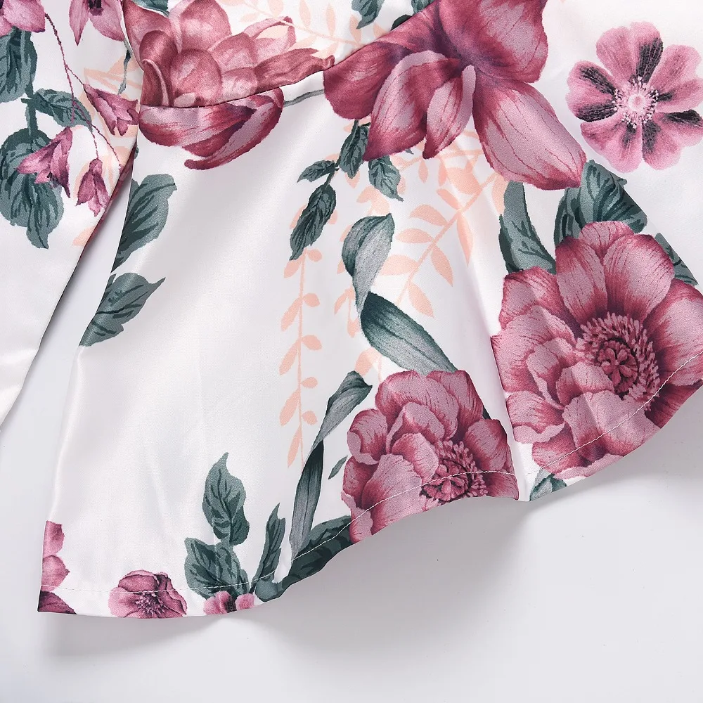 2018 new casual fashion brand baby children's dress birthday party long-sleeved rose print girl |