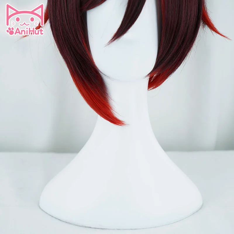 AniHut RWBY рубиновый розовый парик короткие красные прямые волосы термостойкие синтетические Косплей волосы аниме косплей RWBY парик Рубиновая Роза