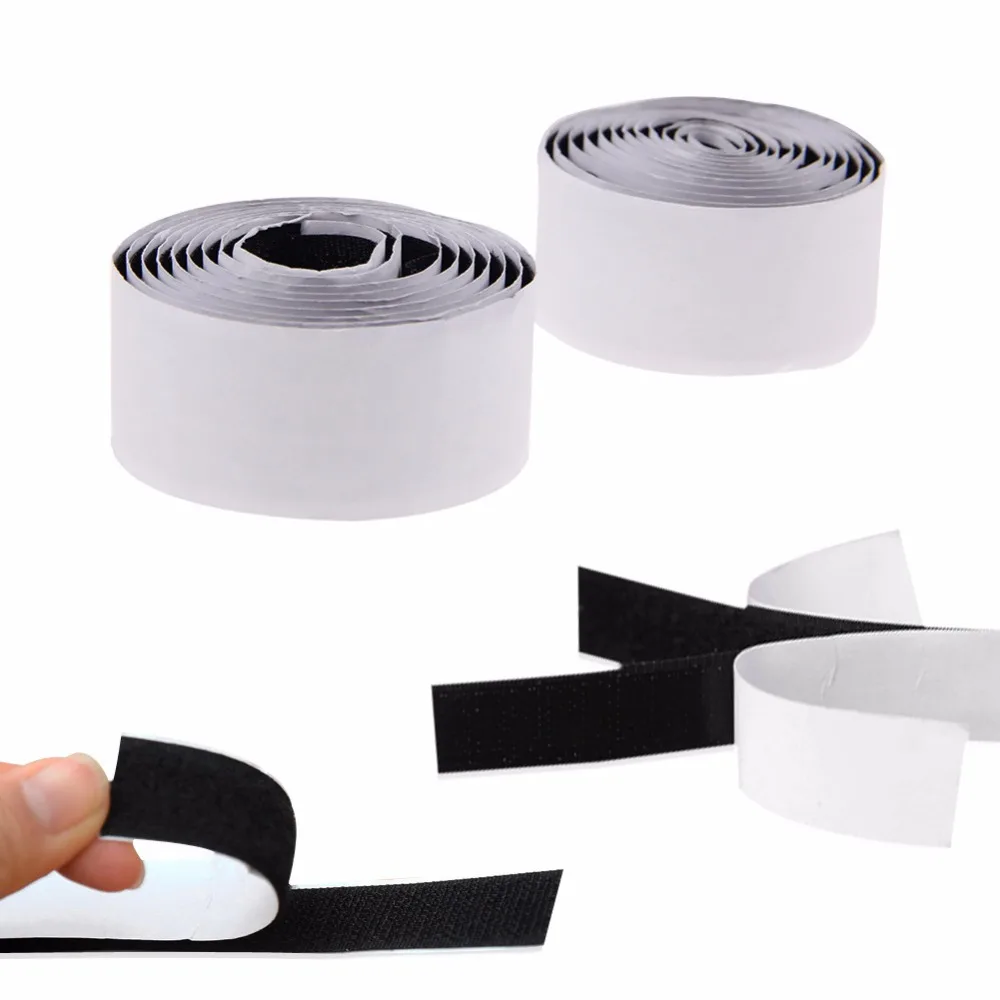 2 рулона черный прочный самоклеящийся крюк петля лента для крепления липкий 1 м|tape