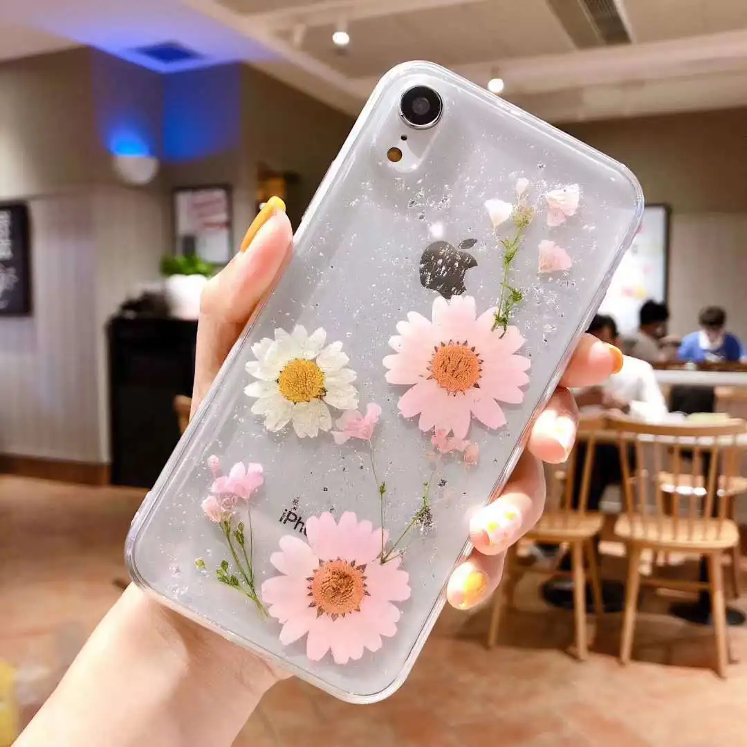 Мягкая задняя крышка из ТПУ с натуральными цветами для iphone X 6 6S 7 8 plus прозрачный