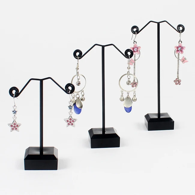 

TONVIC 4 Sets Black Earring Jewelry Display Stand Holder 3 Pcs In 1 Set For 6 Holes