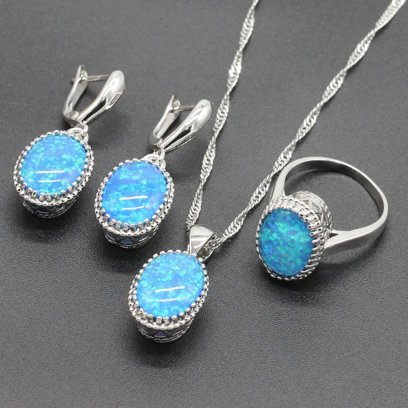 Ювелирные наборы для невесты из стерлингового серебра 925 пробы овальный белый