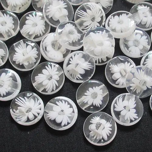 

50pc Lots 12mm white color flower Plastic Buttons sewing/appliques/craft