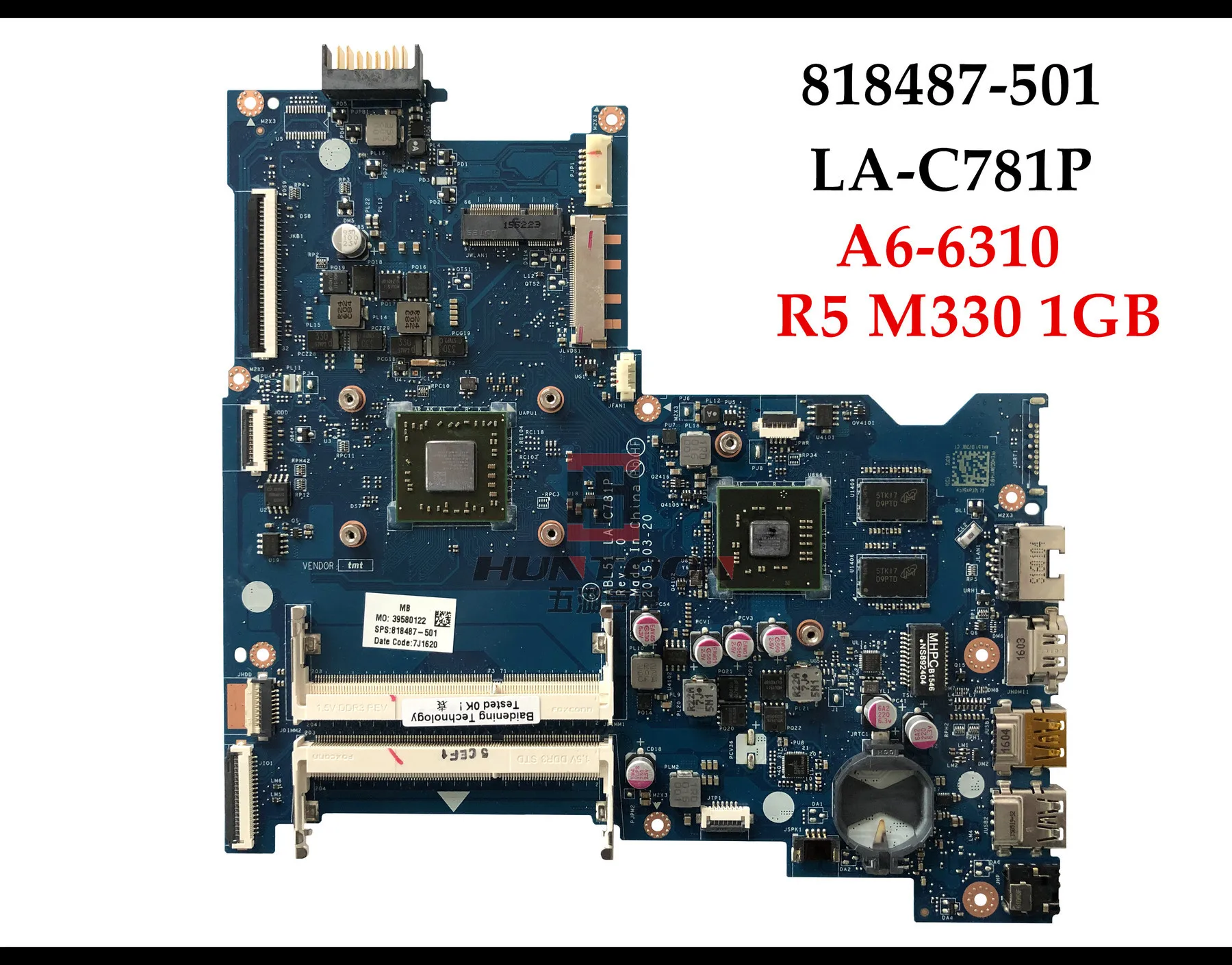 Высокое качество 818487-501 для hp 15-AF Материнская плата ноутбука 818487-001 аккумулятор большой емкости A6-6310 ABL51 LA-C781P R5 M330 1 ГБ GPU полностью протестирована