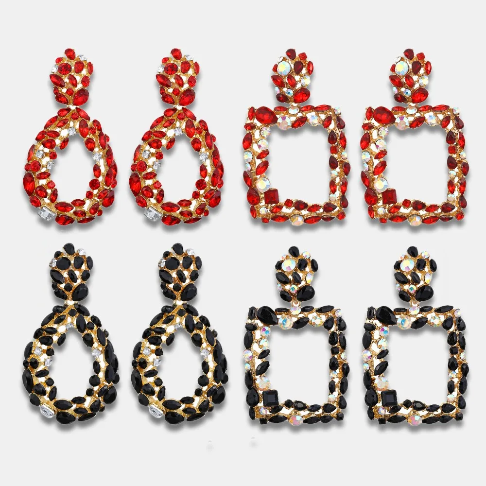 Женские крупные серьги-подвески металлические серьги квадратной формы с