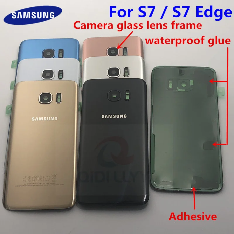 Стеклянная крышка для SAMSUNG Galaxy S7 G930F Edge G935F задняя батарейного отсека оригинальная