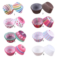 100pcsset colorful paper cake cup paper cupcake liner baking muffin box cup case party tray cake mold pastry decorating tools