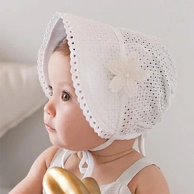 style1 white Милая Кружевная Цветочная шляпа для фотографирования новорожденных реквизит мягкая хлопковая Детская шляпа для малышей уличная шляпа от солнца весенне-летняя кепка - Цвет: style1 white