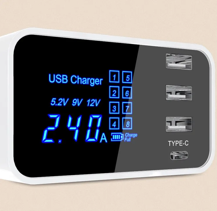4USB зарядка цифровой дисплей интеллектуальное IC автоматическое распознавание