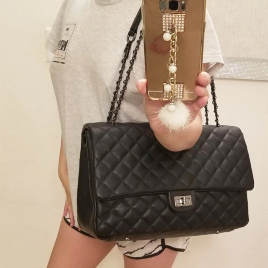 Большая сумка на плечо для женщин 2019 дорожные сумки кожаная стеганая из