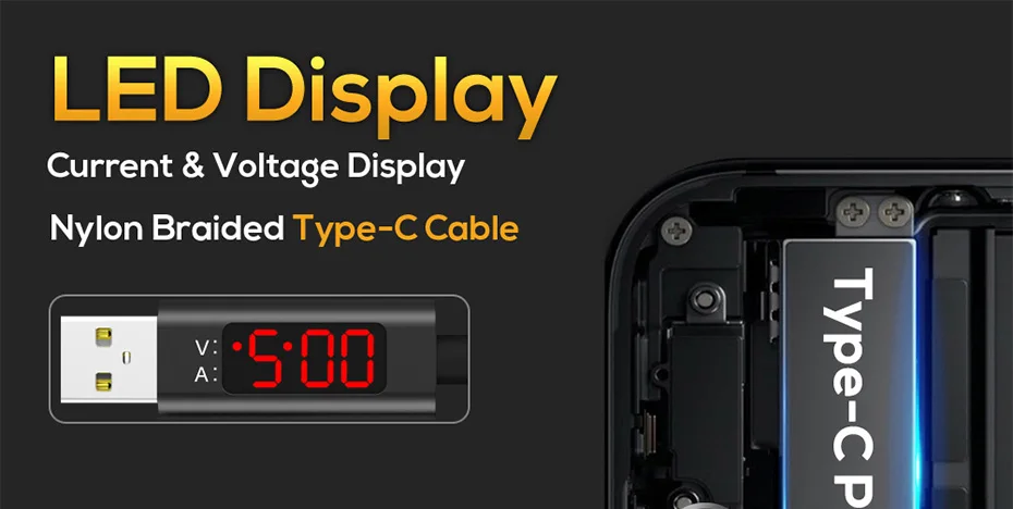 TOPK AC27 3A(Max) usb type C для samsung Xiaomi huawei Быстрая зарядка USB C с цифровым дисплеем кабель для мобильного телефона