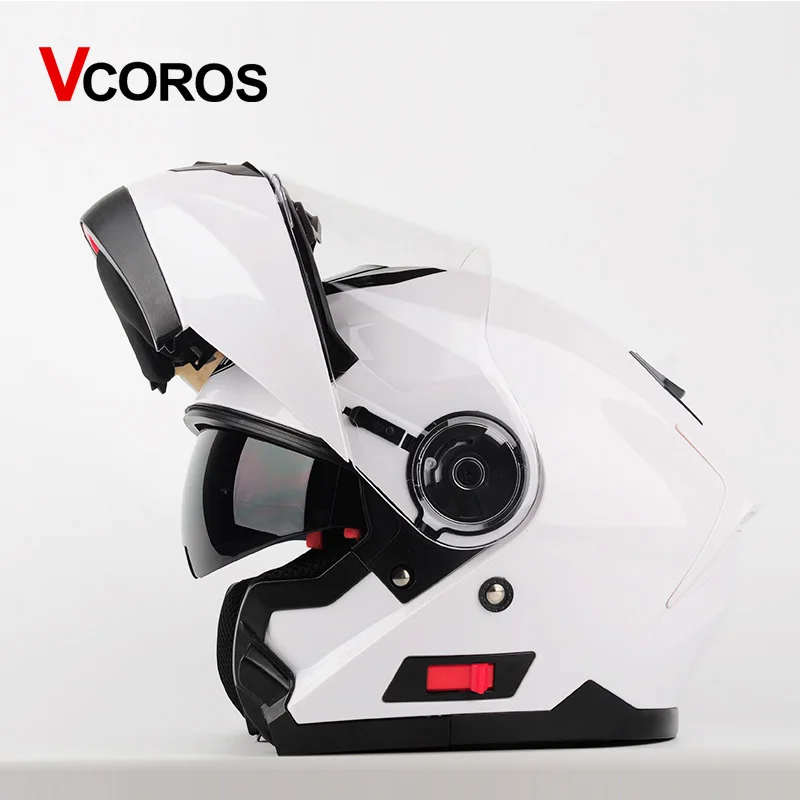 

Vcoros flip up motorcycle helmet Double lens modular Men full face mototbike helmet with inner shield moto helmets DOT approve