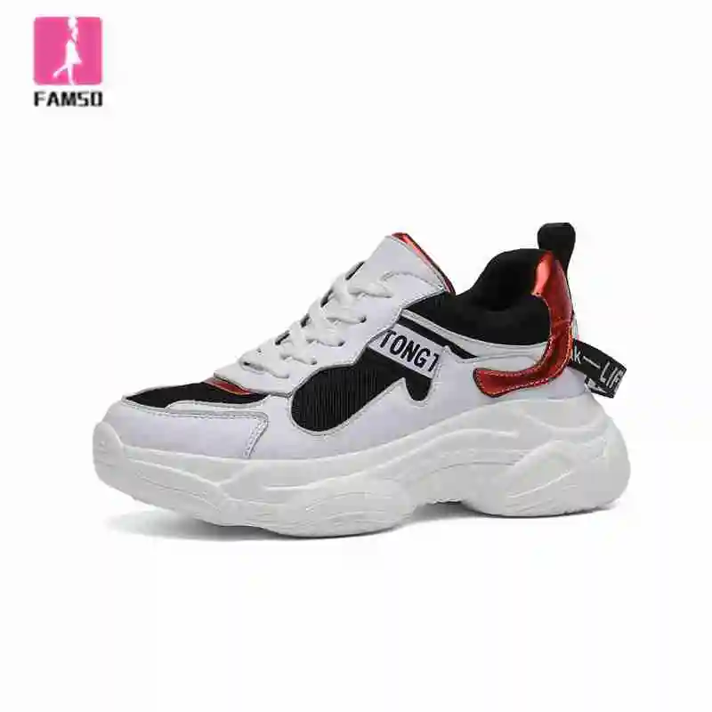 FAMSO/Новинка 2019 года женские вулканизированные туфли смешанные цвета натуральная