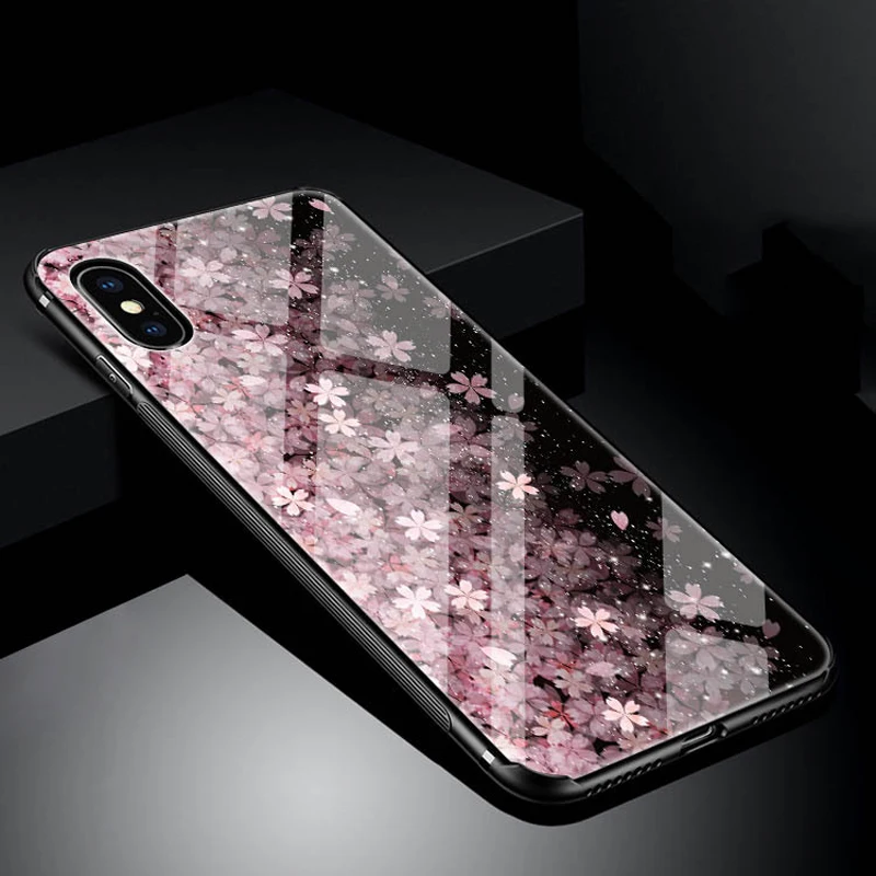 Стеклянный чехол для телефона Sakura для iPhone XS MAX XR, чехол из закаленного стекла для iPhone X 8 7 6S 6 Plus, чехол для OPPO R15 R17 - Цвет: 2