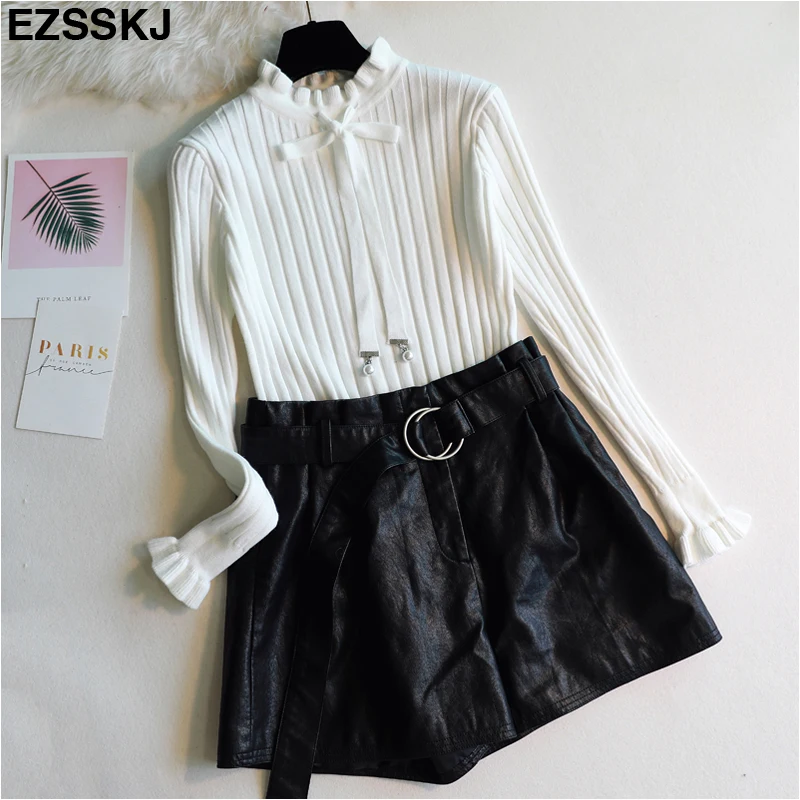 NEW vintage thick Autumn Winter Sweater pullovers Women ruffled collar Long Sleeve bow sweater female soft pullover top | Женская одежда