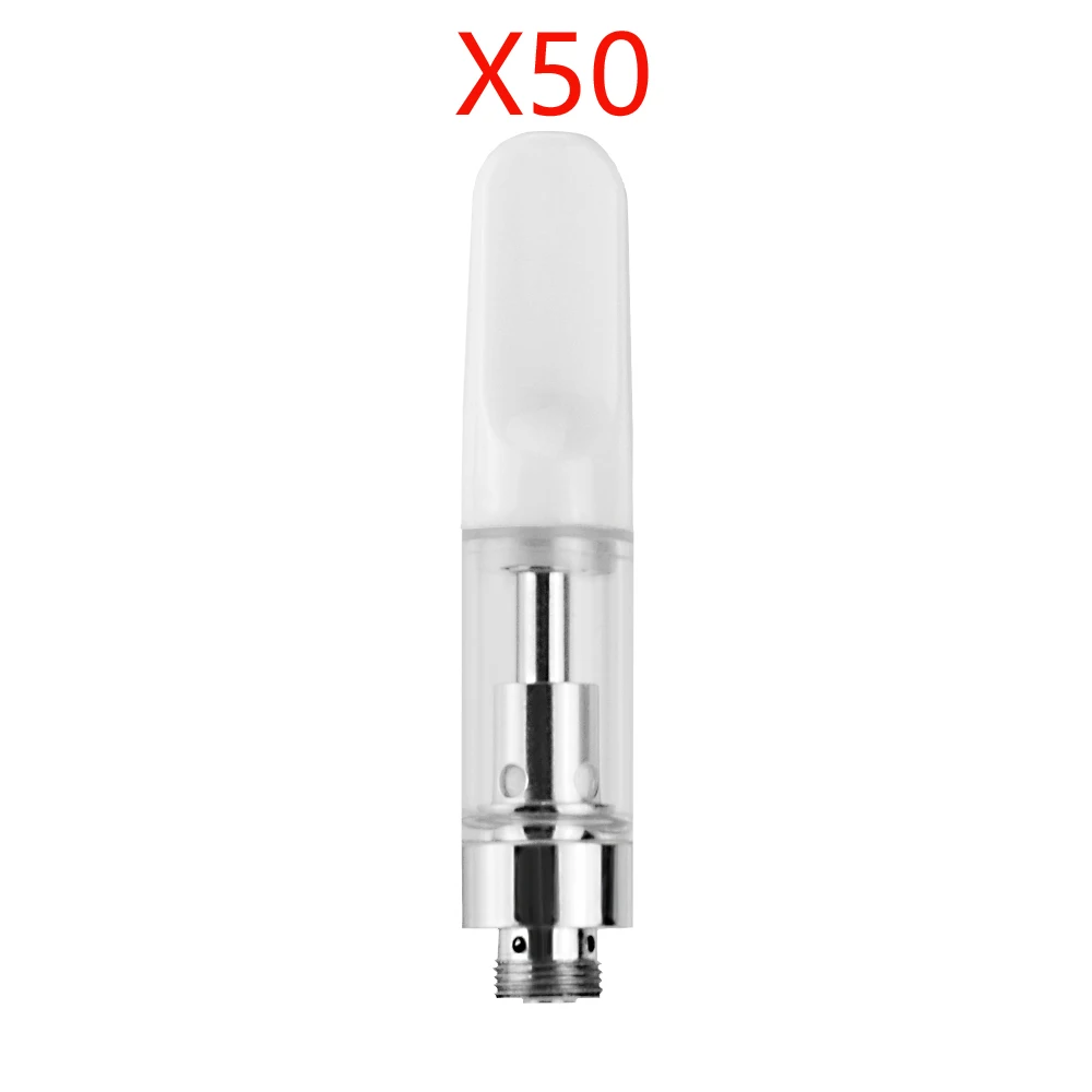 50PCS/PACK 0.5ml Electronic Cigarette Atomizers CBD Tank Vape Ceramic Cartridge Thick Oil  Carts 510 for Preheat Battery Pen Box