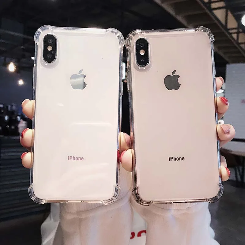 JIBAN Anti Knock Phone Case For Iphone XR XS Max X Luxury Clear Cases Soft Silicon Back Cover for 6S 6 7 7plus 8Plus Capa |